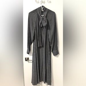 Zara houndstooth bow detail maxi dress